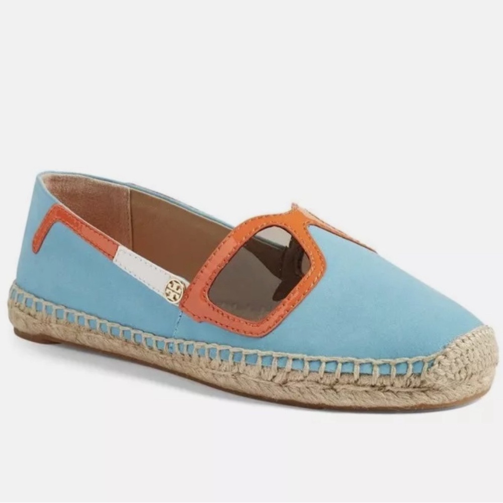 NIB Tory Burch Sunny Espadrille Leather Slip-On Flat Shoes